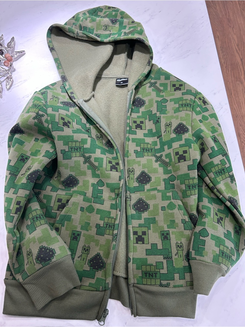 Minecraft  Pixel-Print Kids Zip Hoodie Jacket - Gaming Graphics